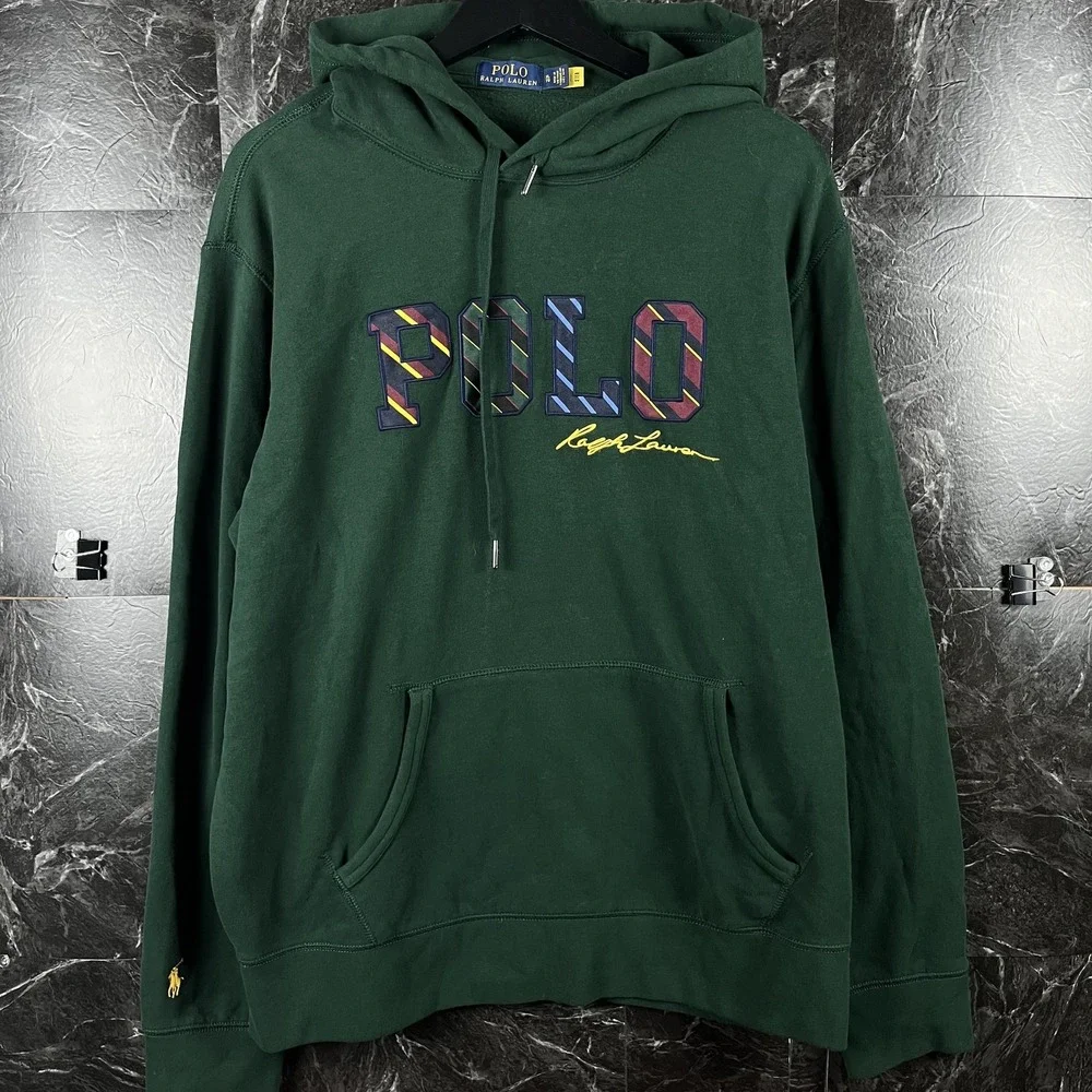 Polo Ralph Lauren Men's Green Logo Spell Fleece Hoodie XL